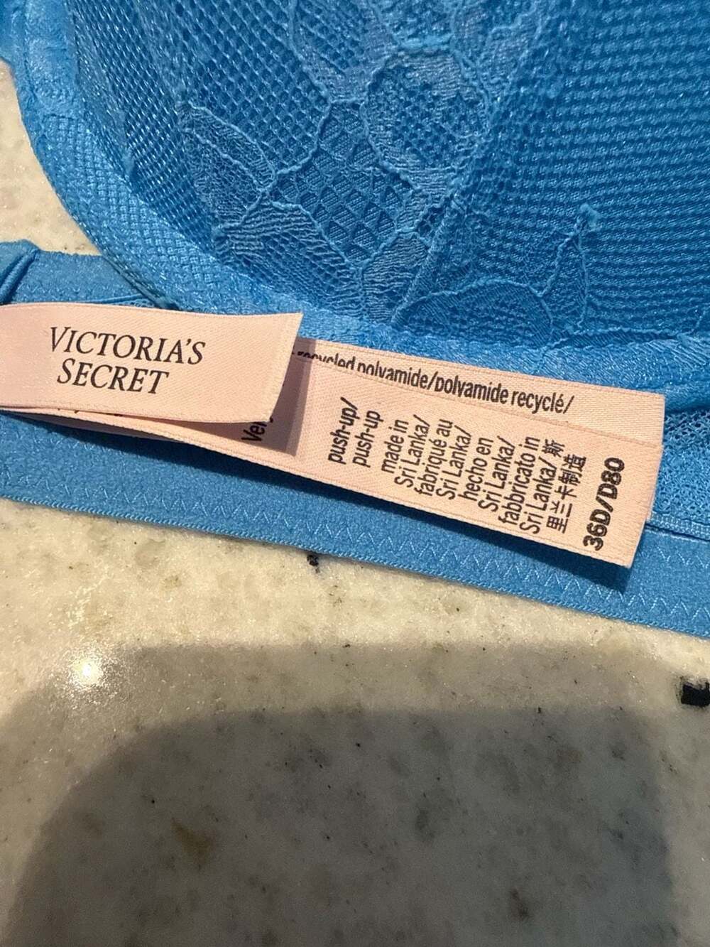 Victoria's Secret Very Sexy Push-Up Bra Size 36D Blue Lace Grommet - Picture 4 of 4